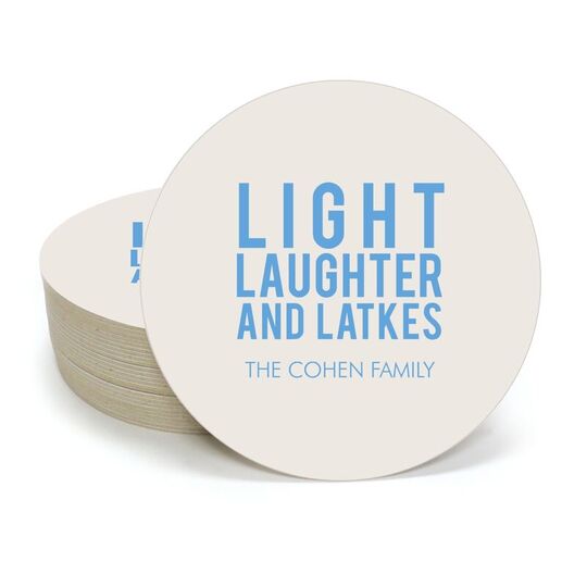 Light Laughter And Latkes Round Coasters